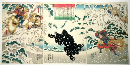Kamei Rokurō und der schwarze Bär im Schnee, 1849